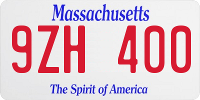 MA license plate 9ZH400