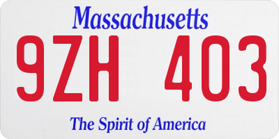 MA license plate 9ZH403