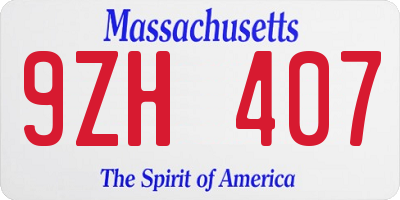 MA license plate 9ZH407