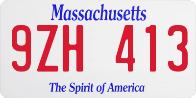 MA license plate 9ZH413