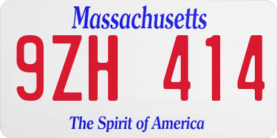 MA license plate 9ZH414