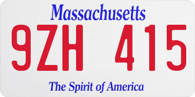 MA license plate 9ZH415