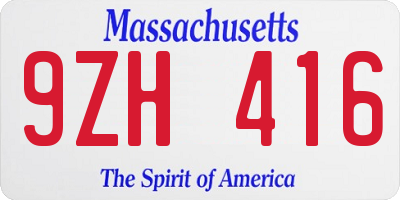 MA license plate 9ZH416