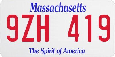 MA license plate 9ZH419