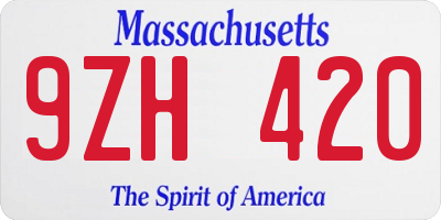 MA license plate 9ZH420