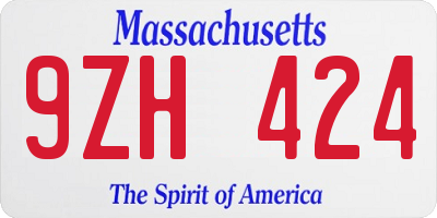 MA license plate 9ZH424