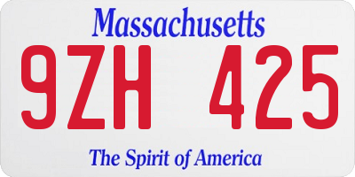 MA license plate 9ZH425