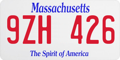 MA license plate 9ZH426