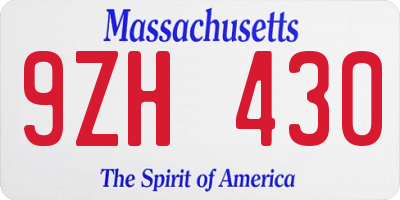 MA license plate 9ZH430