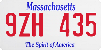 MA license plate 9ZH435