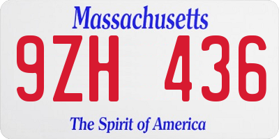 MA license plate 9ZH436