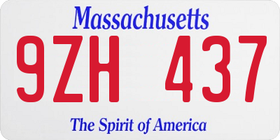 MA license plate 9ZH437