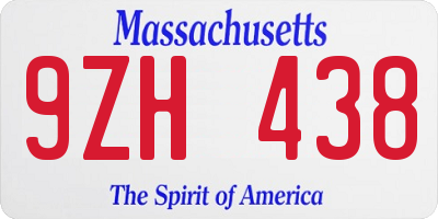 MA license plate 9ZH438