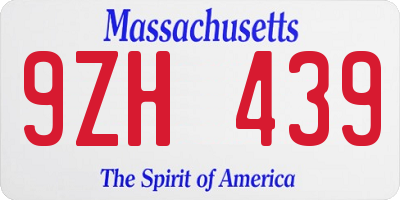 MA license plate 9ZH439