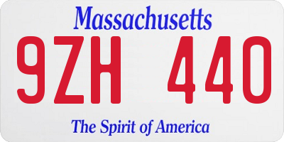 MA license plate 9ZH440