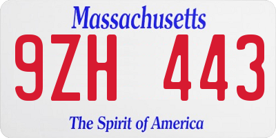 MA license plate 9ZH443