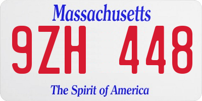 MA license plate 9ZH448
