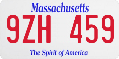 MA license plate 9ZH459