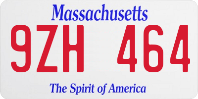 MA license plate 9ZH464