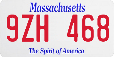 MA license plate 9ZH468