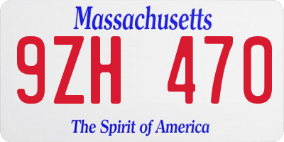 MA license plate 9ZH470