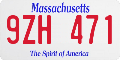 MA license plate 9ZH471