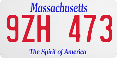 MA license plate 9ZH473