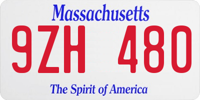 MA license plate 9ZH480