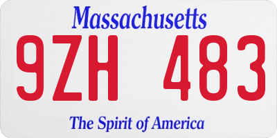 MA license plate 9ZH483