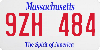 MA license plate 9ZH484