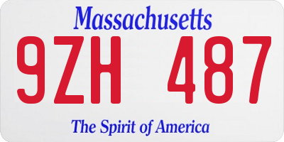 MA license plate 9ZH487