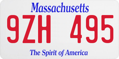 MA license plate 9ZH495