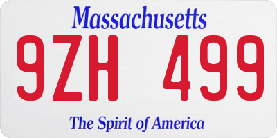 MA license plate 9ZH499