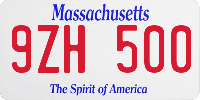 MA license plate 9ZH500