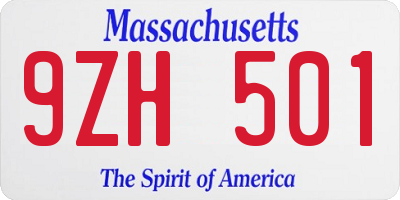 MA license plate 9ZH501