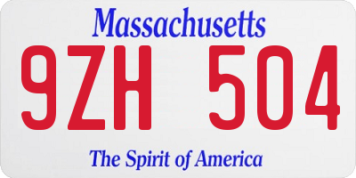 MA license plate 9ZH504