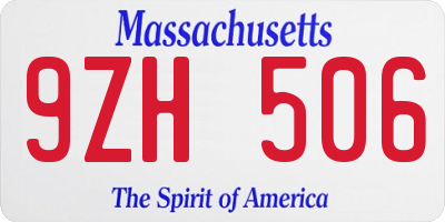 MA license plate 9ZH506