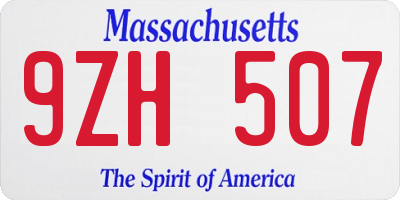 MA license plate 9ZH507