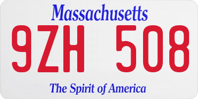 MA license plate 9ZH508