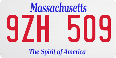 MA license plate 9ZH509