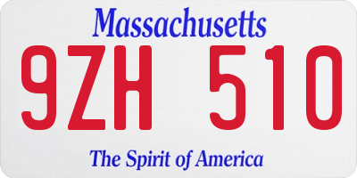 MA license plate 9ZH510
