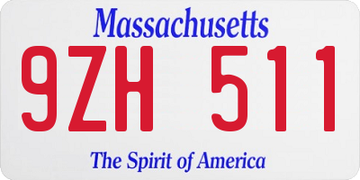 MA license plate 9ZH511