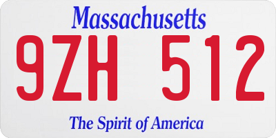 MA license plate 9ZH512