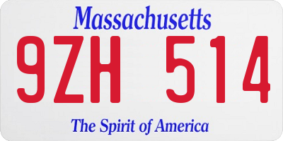 MA license plate 9ZH514