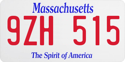 MA license plate 9ZH515