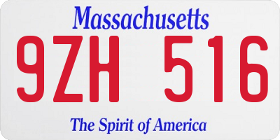MA license plate 9ZH516