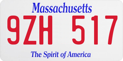 MA license plate 9ZH517