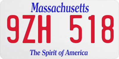 MA license plate 9ZH518