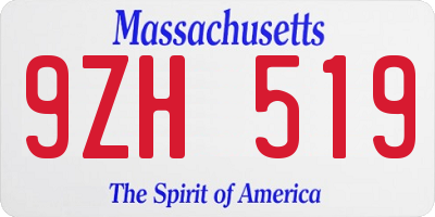 MA license plate 9ZH519