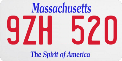 MA license plate 9ZH520